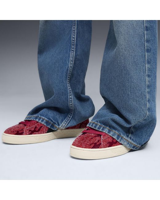PUMA Red Suede Flock Sneakers for men