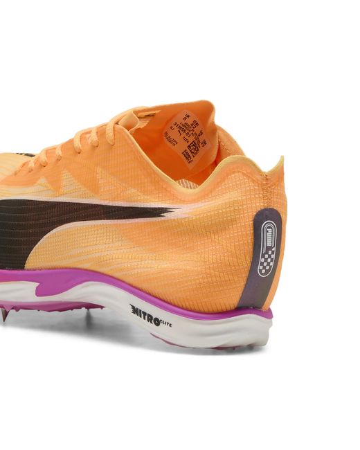 PUMA Orange Mid Distance Nitro Elite 3 Spikes Schuhe, Sun Stream/Pure/Schwarz
