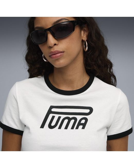 T-Shirt Slim Con Grafica Future..Archive Da Donna, Abbigliamento, Bianco di PUMA in Black
