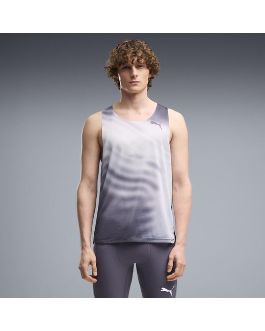 PUMA Blue Lightspeed Graphic Performance Fit Running Singlet for men
