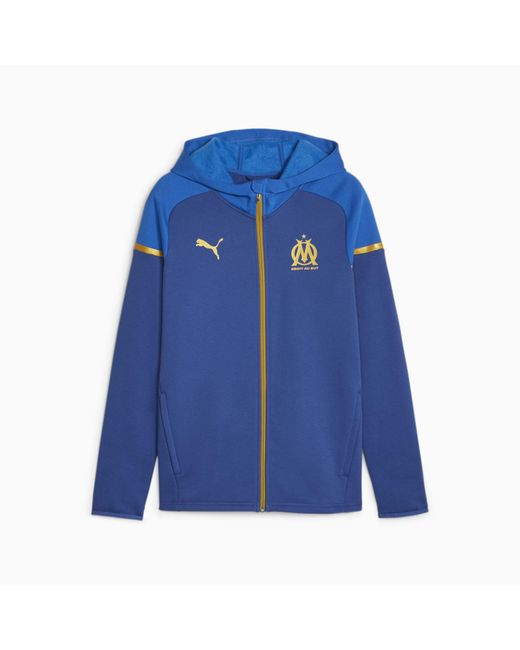 PUMA Blue Olympique De Marseille Football Casuals Hooded Jacket for men