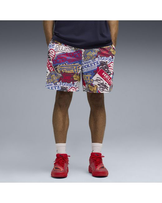 PUMA Red Hooperhotline Aop 7" Shorts for men