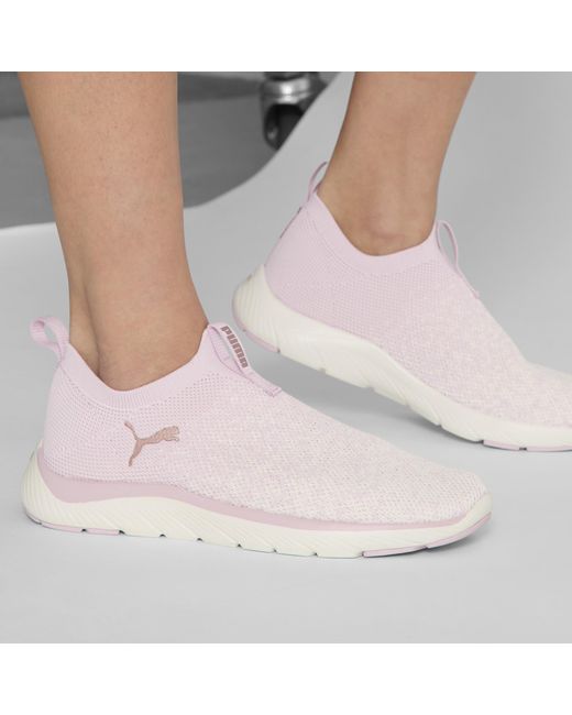 PUMA Pink Softride Remi Slip-On Knit Running Shoes