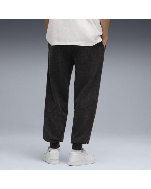 PUMA Black Elevated Essentials Acid Wash Fleece Sweatpants for men
