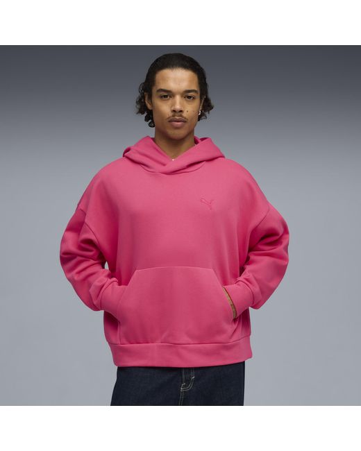 PUMA Men's Pink Closet Essentials Fleece Hoodie