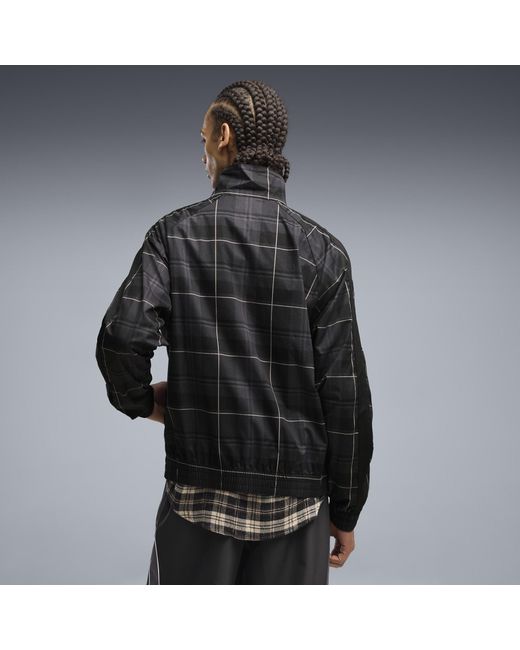 PUMA Black T7 Relaxed Tartan Track Jacket for men