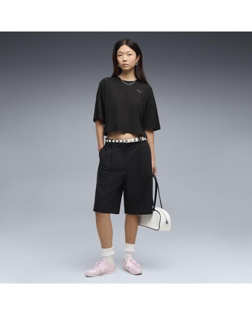 PUMA Black Wardrobe Essentials Oversized Short T-Shirt