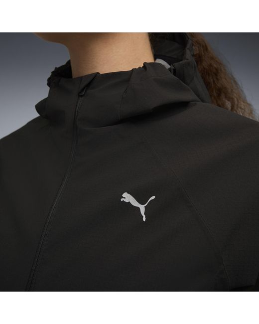 PUMA Black Run Raincell Hooded Running Rain Jacket