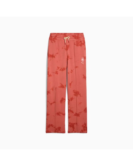 PUMA Wardrobe Ess Floral Pack Verwassen Rechte Sweatpant Voor in het Red