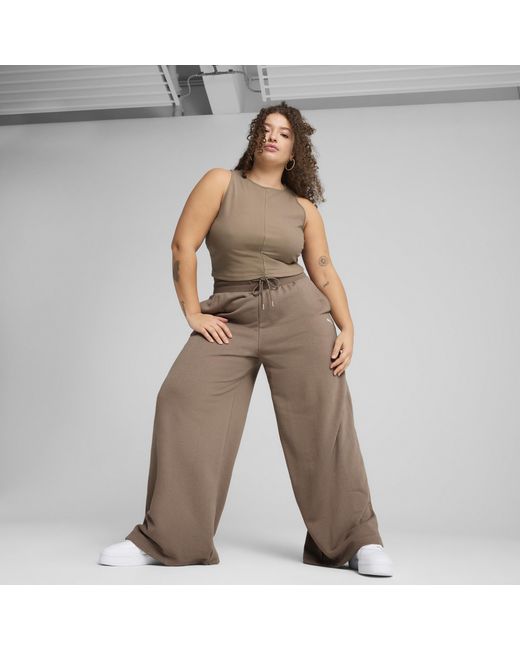 PUMA Brown WARDROBE ESS Geripptes Crop-Top