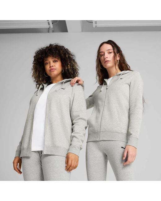 PUMA Gray Essentials Full-Zip Hoodie Light Heather