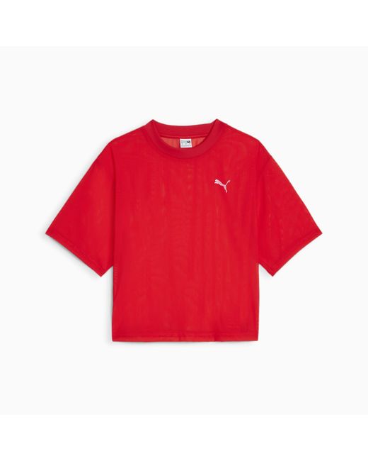 PUMA Red DARE TO T-Shirt aus Mesh