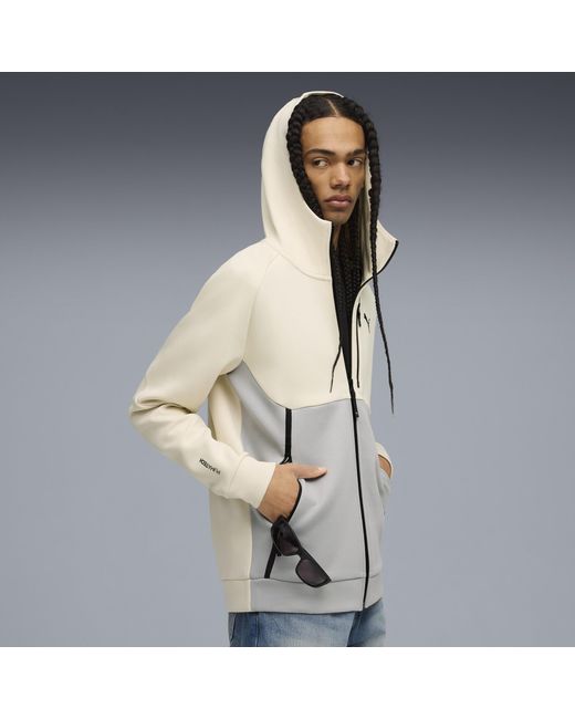 PUMA Tech Hoodie Mit Durchgehendem Reißverschluss Herren, Kleidung, Alpine Snow/Grau Echo in Natural für Herren