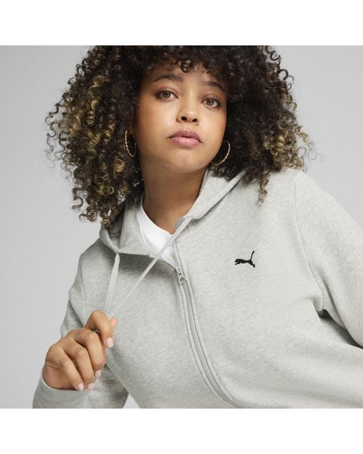 PUMA Gray Essentials Full-Zip Hoodie