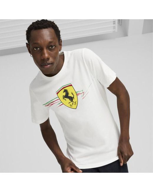 PUMA Scuderia Ferrari Race Big Shield T Shirt in White for Men Lyst