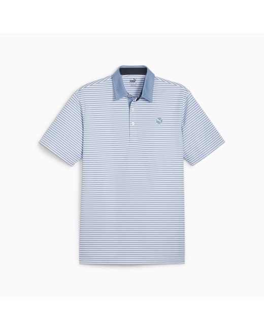 PUMA Blue Pure Stripe Golf Polo Shirt for men