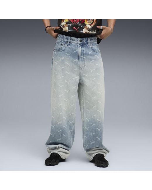 PUMA A$Ap Rocky X Laser Monogram Denim Hose Herren, Faded Denim/Aop in Blue für Herren