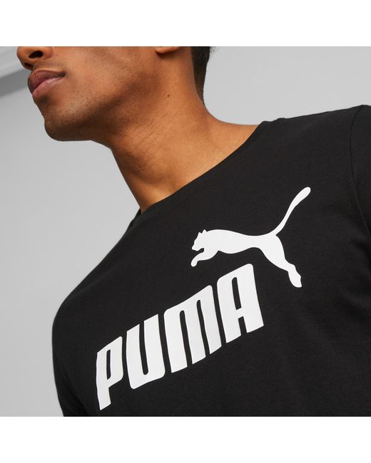 PUMA Essentials Logo T-Shirt Voor in het Black voor heren