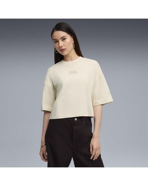 T-Shirt Oversize Con Grafica Premium Essentials Da Donna, Abbigliamento, Alpine Snow di PUMA in Natural