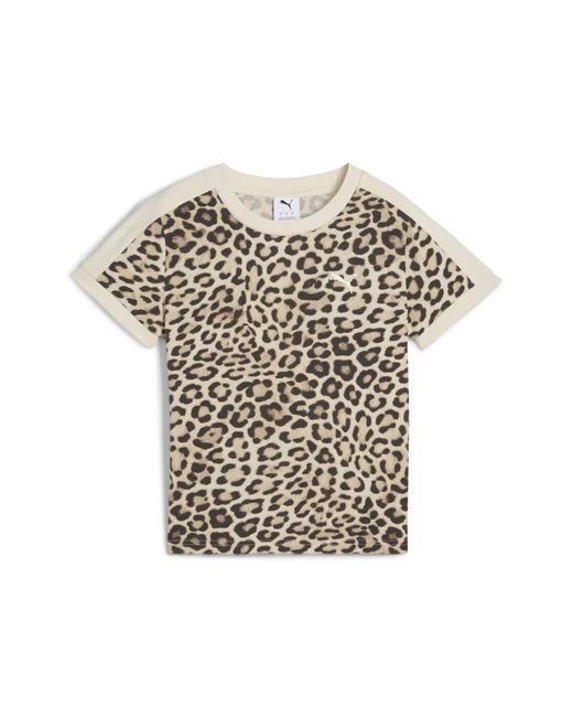 T-shirt Ajusté À Motif Léopard T7 Luxe PUMA en coloris White