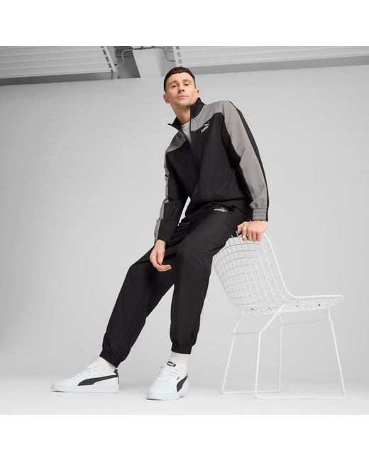PUMA Black Woven Colourblock Tracksuit