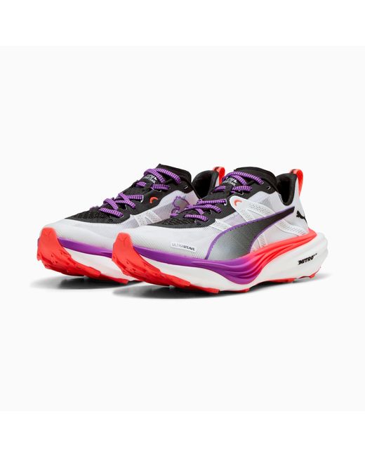 PUMA Deviate Nitro Elite Trailrunningschoenen Voor Wit/Rood in het Purple
