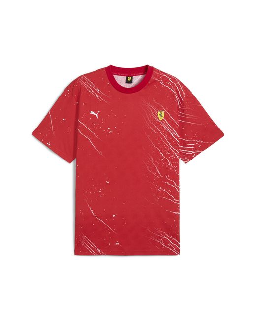 PUMA Scuderia Ferrari Hp Race Color Splash T-Shirt Mit Allover-Print Herren in Red für Herren