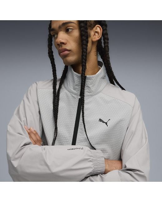 PUMA Gray Tech Half-Zip Crew for men