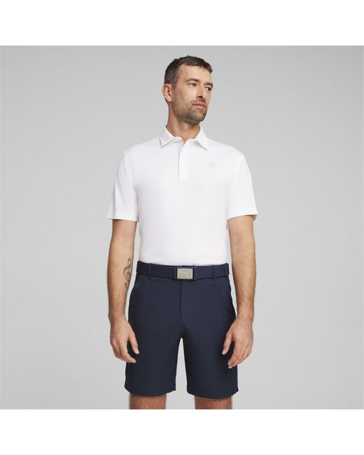 PUMA White Pure Solid Golf Polo Shirt for men