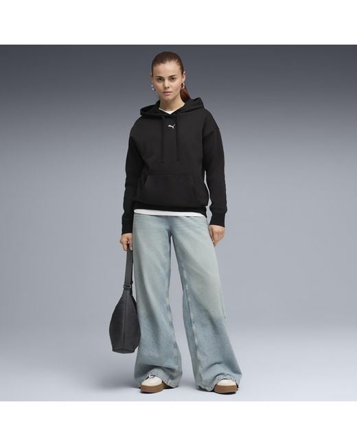 PUMA Black Essentials Fleece Relaxed Hoodie