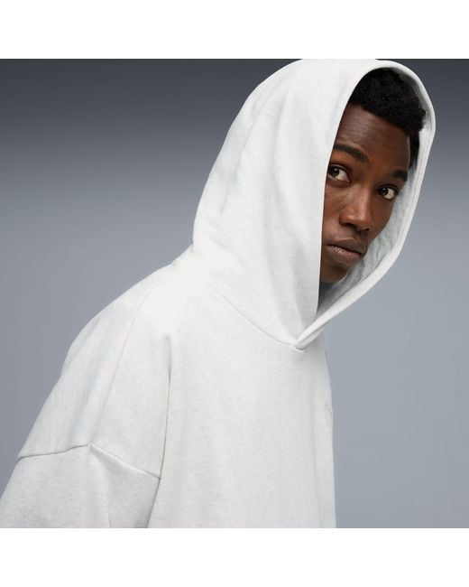 PUMA White Wardrobe Essentials Boxy Fleece Hoodie for men