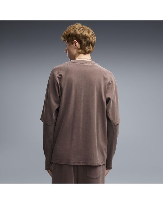 PUMA Brown Select Essentials Double Layer Long Sleeve T-Shirt for men