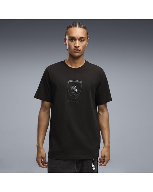 PUMA Black Ferrari Tonal Shield T-Shirt for men