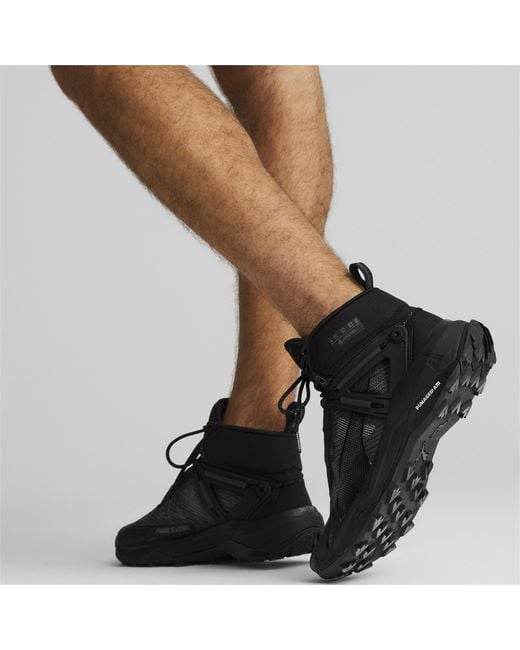 PUMA Black Explore Nitro Mid Gore-tex Hiking Shoes for men