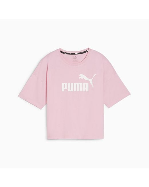 PUMA Pink Essentials Logo Cropped T-shirt