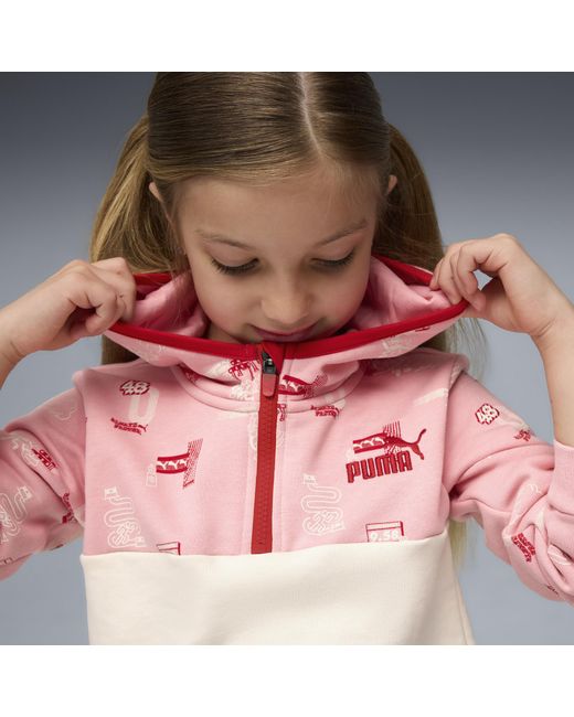 Sudadera Con Capucha Y Media Cremallera Little Runners Para Niños, Shop, Alpine Snow PUMA de color Pink