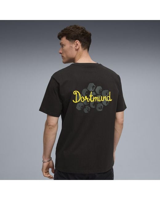 PUMA Kidsuper X Borussia Dortmund Graphic T-Shirt Voor Zwart/Geel, Maat in het Black voor heren