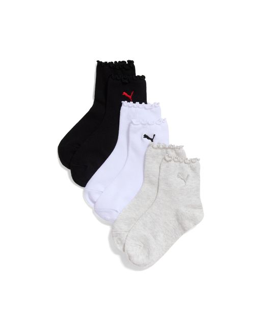 PUMA Black Non-Terry Quarter-Length Crew Socks (3 Pairs)