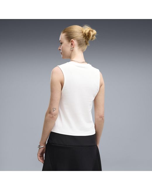 PUMA White Ess No. 1 Logo Slim Tank Top