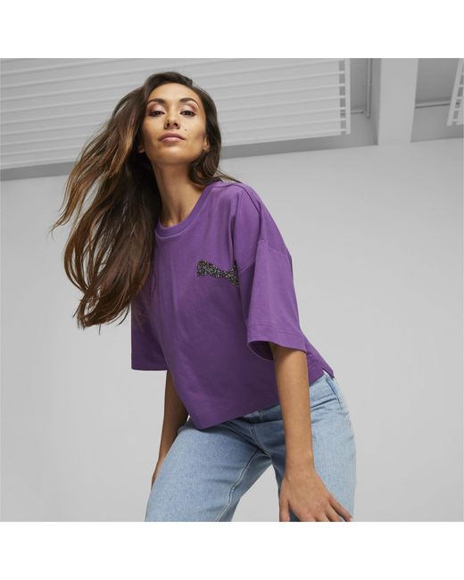 PUMA Purple T-Shirt mit Swarovski-Kristallen