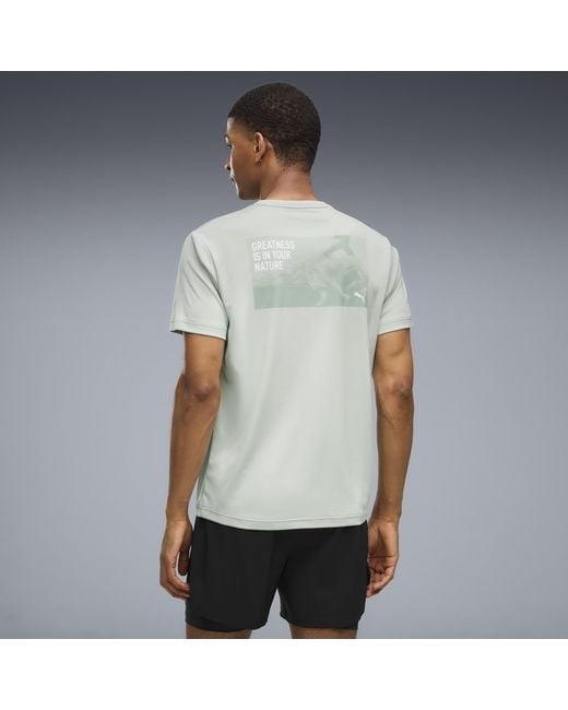 PUMA Gray Greatness Graphic Running T-Shirt for men