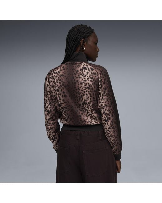 PUMA Black Leopard Luxe T7 Track Jacket