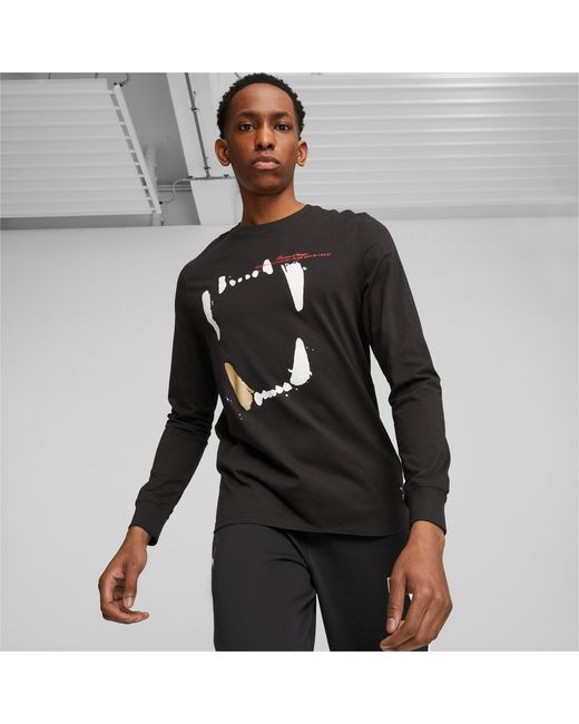 PUMA Black Franchise Basketball Long Sleeve T-shirt for men