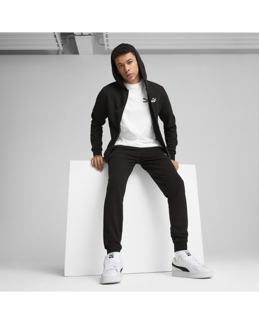 PUMA Black Essentials Logo Full-zip Fleece Hoodie for men