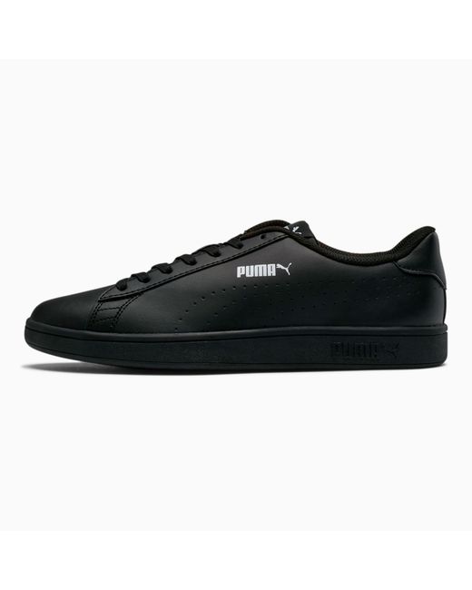 PUMA Black Smash V2 Leather Perf Sneakers for men