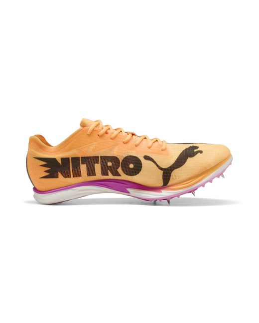 PUMA Orange Mid Distance Nitro Elite 3 Spikes Schuhe, Sun Stream/Pure/Schwarz