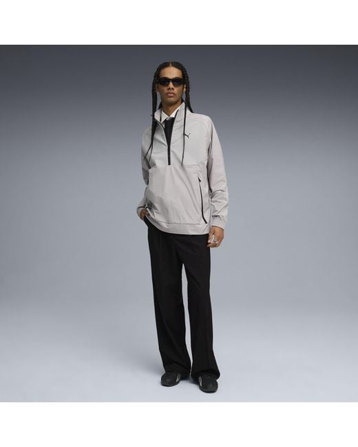 PUMA Gray Tech Half-Zip Crew for men