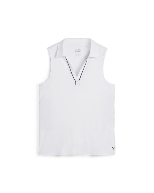 PUMA Blue Cloudspun Ärmelloses Golf Poloshirt mit Paspel