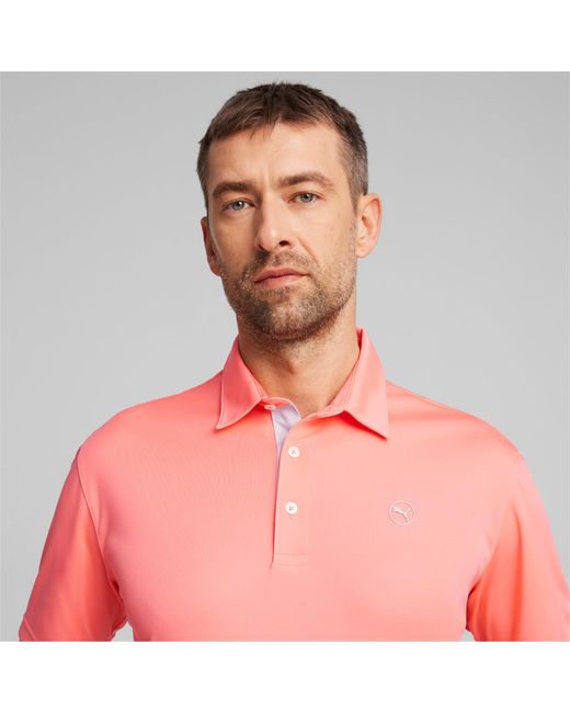PUMA Pink Pure Solid Golf Polo Shirt for men