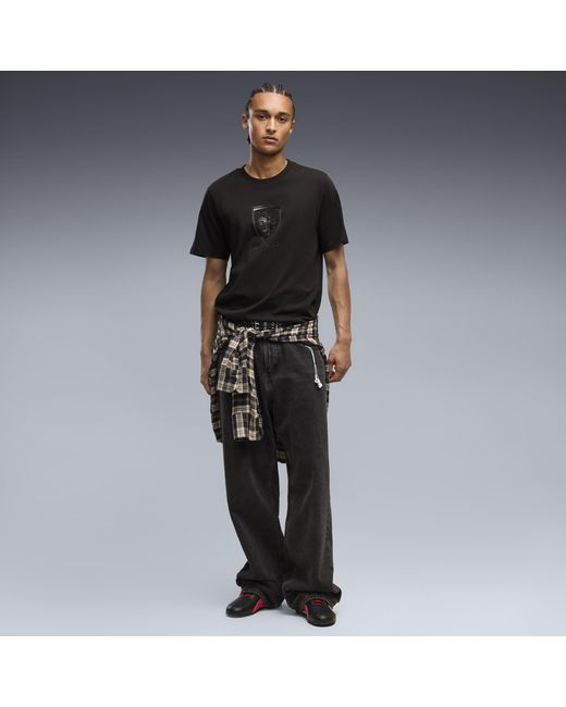 PUMA Black Ferrari Tonal Shield T-Shirt for men